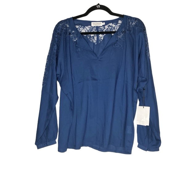 Velvet by Graham & Spencer Anthropologie Women’s Lace Detail Blouse Small NWT - Picture 6 of 15